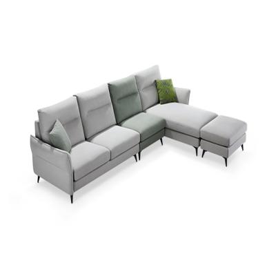 China Modern Gray L Sofa Couch Sofa Living Room Sectional Modern Couches Home Furniture Fiber Sofa for sale