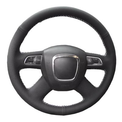 China Perfectly Fit Universal High Quality Car Interior Decoration Hand Sewing Genuine Leather Steering Wheel Cover For Audi A4L Q7 Funda Volante Coche for sale