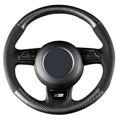 China Perfect fit car interior decoration sweat proofing carbon fiber hand stitching sports style steering wheel cover for Audi A6LQ5 A3A8LA1A5Q3A7 funda volante coche for sale