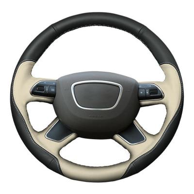 China Perfectly Fit Universal Car Interior Decoration High Quality Hand Sewing Genuine Leather Steering Wheel Cover For Audi A3A4LA5A6LA8Q2LQ3Q5Q7 funda volante coche for sale