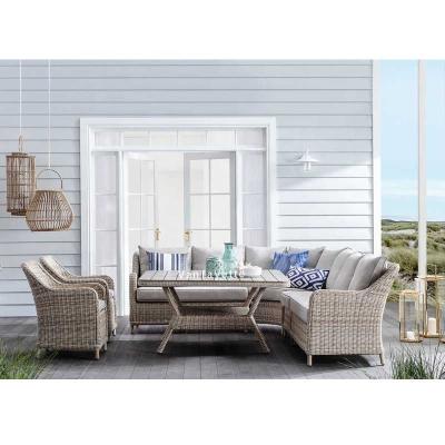 China Modern Luxury Rattan Rattan Sofa Dining Set Garden Furniture Garden Sets Sale Rattan Sofa Dining Set for sale