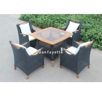 China Modern Garden Dining Set Outside Table And Chair Set Wooden Black Patio Table Patio Dining Teak Patio Table Set for sale