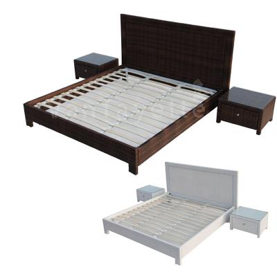 China Modern Modular Wicker Bed Frame Rattan Double Bed Bed Frame European Import Furniture Hotel Bedroom Furniture for sale