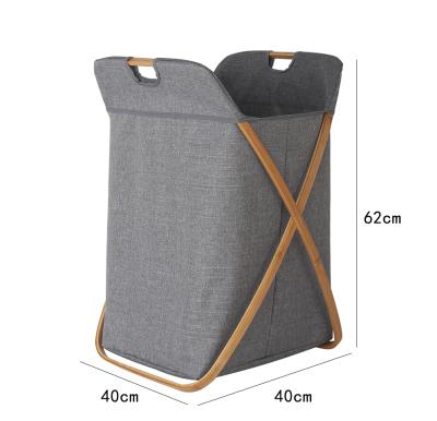 China Eco-friendly Durable Collapsible Fabric Dirty Laundry Hamper Canvas and Woven Collapsible Laundry Hamper Laundry Hamper with Bamboo Frame for sale