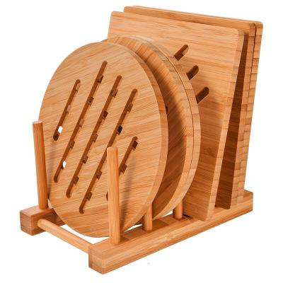 China Coasters Bamboo Stylish Kitchen Stocked Hot Pads Set Natural Bamboo Hot Pads For Hot Pot Dishes Bowl Teapot for sale