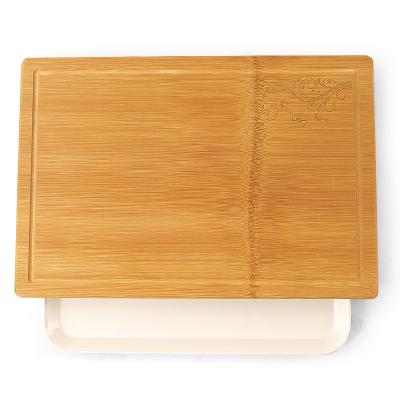 China Large Sustainable Multifunctional Natural Organic Bamboo Kitchen Cutting Board With Tray for sale