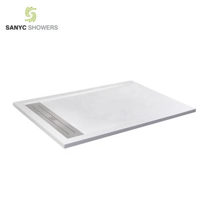 China Modern Custom Size Bathroom Wet Room Acrylic Marble Stone Tray for sale