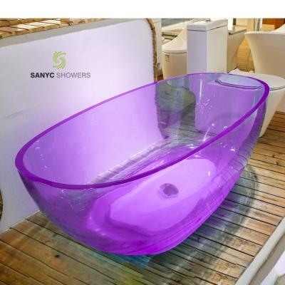 China Free Customize Free Color Resin Transparent Bathtub Acrylic Stone Artifficial Tubs for sale