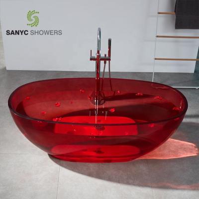 China 2020 Attractive Freestanding Acrylic Transparent Bathtub Clear Glass Bathtub For Hotel for sale