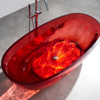 China Free Custom Design Translucent Oval Marble Vertical Acrylic Transparent Bathtub for sale