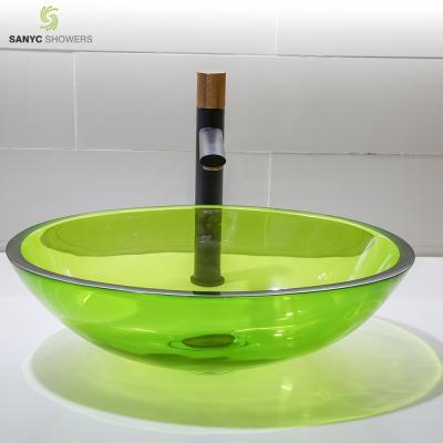 China Modern Square Shape Transparent Basin Resin Hand Wash Basin for sale