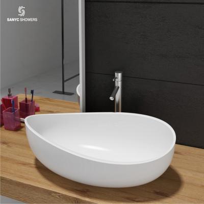 China Modern Stone Designs Modern Solid Outdoor Artificial Acrylic Marble Stone Basin for sale