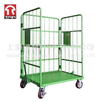 China Torin SWK1021 Double Folding Logistics Processing Steel Roll Container Wheels Trolley 800*600*1450mm for sale