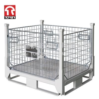 China LK42 Steel Torin Folding High Mesh Frame Wire Mesh Pallet Container Metal Stacking Pallet for sale