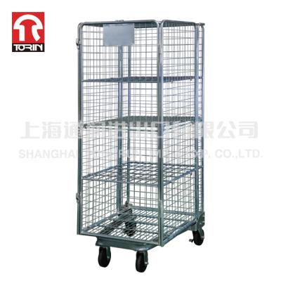 China Warehouse Torin SWK1014B Four Layer Folding Storage Material Handling Steel Roll Container Roll Cart for sale