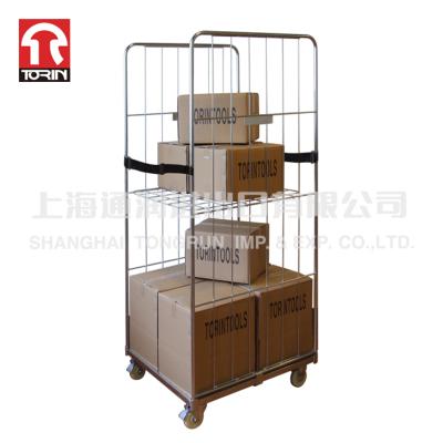 China Torin SWK1001 Warehouse Checkout Goods Storage Steel Roll Container Folding Roll Cart 710*805*1800mm for sale