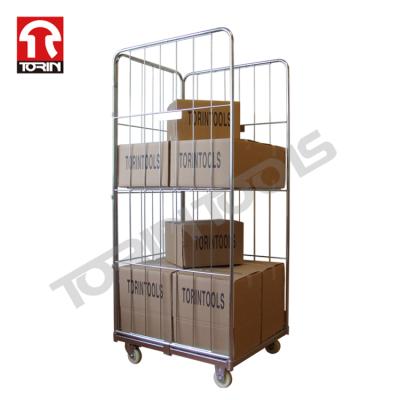 China Wholesale Folding Warehouse Torin SWK1002 Turnover Goods Storage Steel Roll Container Roll Cart for sale