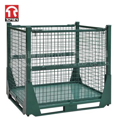 China Torin LK13 Wire Mesh Pallet Container Steel Semi-Open Folding Metal Pallet for sale