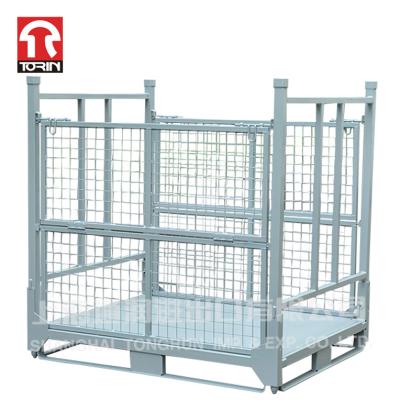 China Torin LK51 Collapsible and Stackable Folding Storage Cage Wire Mesh Pallet Container Metal Pallet for sale