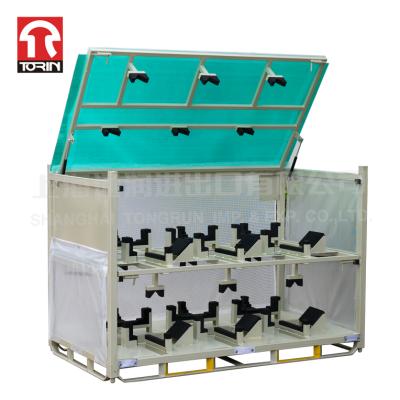 China Custom Logistics Transportation Torin DZ45 Windshield Storage Rack Metal Pallet Wire Mesh Container for sale