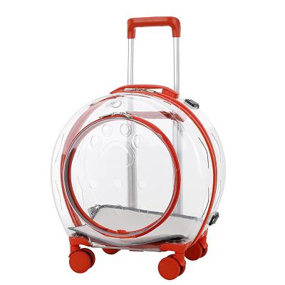 China Transparent Breathable Bubble Pet Travel Bag Carrier Backpack Pet Stroller Trolley With Pet Rod Box for sale