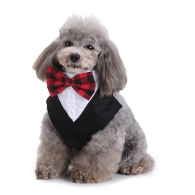 China New Style Pet Viable Costume Classic Lattice Bow Tie Leash Suit For Wedding Pet Party Collar Tie for sale