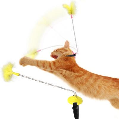 China Viable Interactive Cat Toy Collar Neck Toy Spring Foot Tap Cat Puzzle Stick Toy for sale