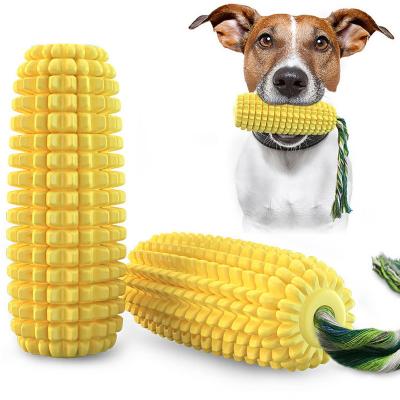 China TPR Corn Float Toothbrush Durable Rubber Indestructible Rubber Viable Squeaky Dog Chewing Toy For Dog for sale