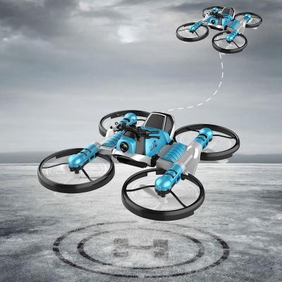 China 2 In 1 Foldable RC Drone Toys 2.4G RC Car Flying Quadcopter Toy With Drone Remote Control 2 In 1 Headless Air-road 4-Axis Gyro Model One Key Return Rotation for sale