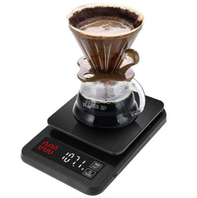 China Custom High Precision Kitchen Desktop USB Timing/USB Power Socket LED Display Screen Digital 3Kg 3000G Smart Timer Charging Weighing Coffee Scale for sale