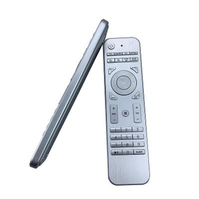 China Interesting Silver Infrared Shell IR/2.4G TV Remote Control Remote Control Exteriors Aluminum Alloy Metal LED Indicator Light Design Aluminum Alloy for sale