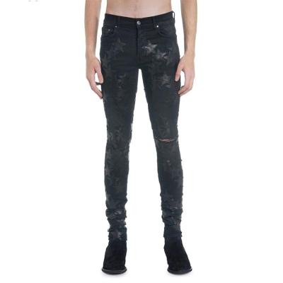 China HUNTW OEM Breathable Custom Black Classic Fashion Ripped Cotton Jeans For Men for sale