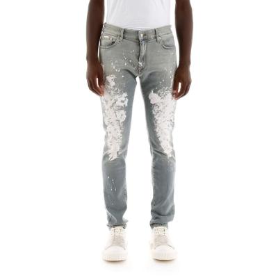 China HUNTW jeans latest breathable paint splatter design blue mens fashion skinny jeans for men for sale