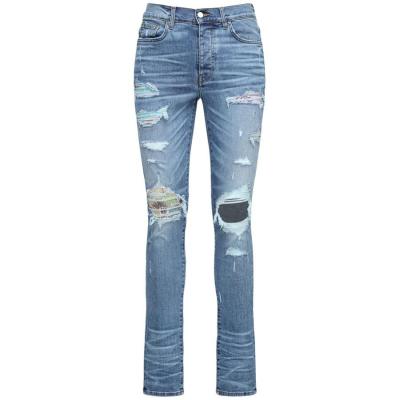 China HUNTW Breathable Destroyed Distressed Skinny Fit Jeans Ripped To Wash Mens Jeans for sale