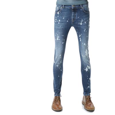 China HUNDW OEM custom slim fit splatter pants high quality men's paint jeans breathable jeans pants for sale