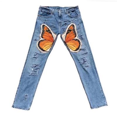 China HUNTW Custom Made High Quality Printed Ripped Man Skinny OEM Jeans Pants Breathable For Men 2021 for sale