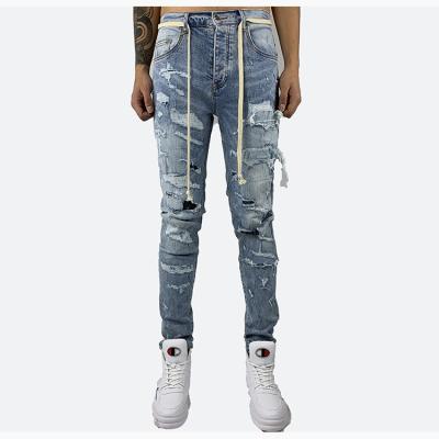 China 2020 HUNTW OEM Breathable Custom Fashion Casual Jeans Skinny Hole Ripped Mens Jeans for sale