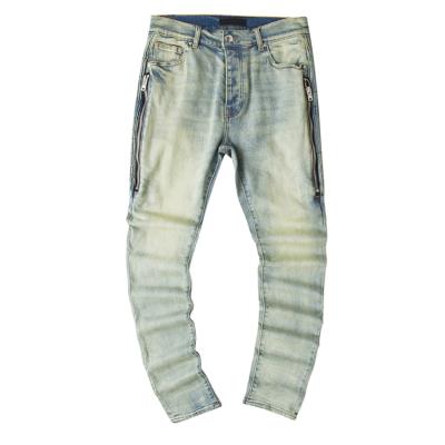 China HUNTW OEM Dongguan Breathable Custom Destroyed Skinny Jeans Zipper Jeans Men for sale