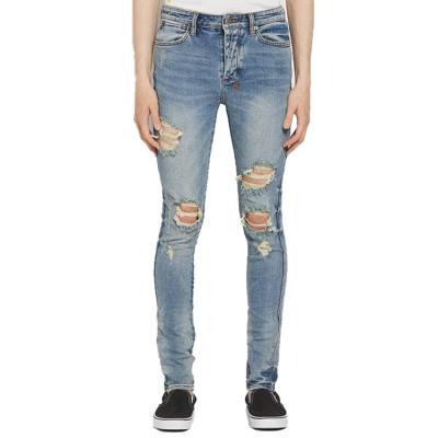 China HUNTW high quality whosale breathable custom men's OEM skinny ripped jeans for sale