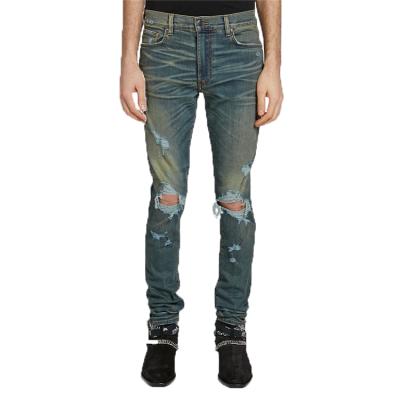 China HUNTW Breathable OEM Mens Blue Custom Vintage Ripped Skinny Jeans Pants for sale