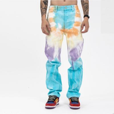 China HUNTW China Manufacturer Men Fashion Breathable Custom Tie Dye Loose Jeans For Men Stylish for sale