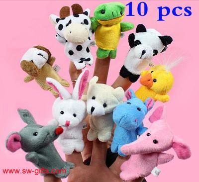 China Cartoon Biological Animal Finger Puppet Plush Toys Child Baby Favor Dolls Christmas Gifts for sale