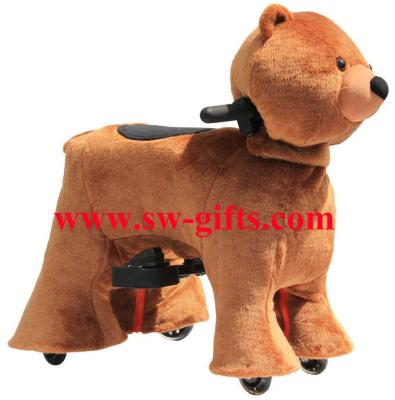 China Drivable mechanical ride on horse for kids playing games plush on wheels for sale