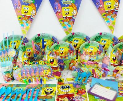 China SpongeBob theme party set kids birthday party suppliers child Decoration evening party set celebration decoration for sale