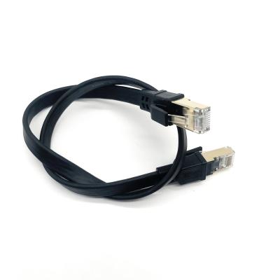 China Low Voltage Shielding Testing Twisted Pair Cable Passthrough Network SSTP CAT8 Flat Patch Cord 30AWG 7/0.10mm for sale