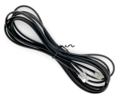 China 4C 28AWG 4P4C RJ-11 Plug Extension Cable 4C Telephone Cable Black Telephone Cable for sale