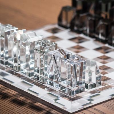 China High-end luxury wholesale transparent acrylic crystal SHOPE luxury chess sets for sale