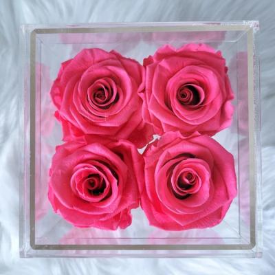 China Eco-friendly Clear Acrylic Rose Gift Box Acrylic Flower Box With Drawer for sale