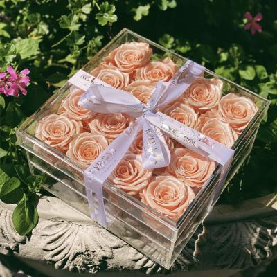 China 25 Hole Eco - Friendly Acrylic Rose Flower Box With Drawer And Lid for sale