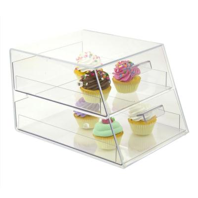 China Advertising Clear Acrylic 2 Tier Drawer Bread Cake /candy/Pastry Bakery Display Rack for sale